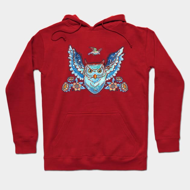 The Owl and the Bird Hoodie by Vilela Valentin